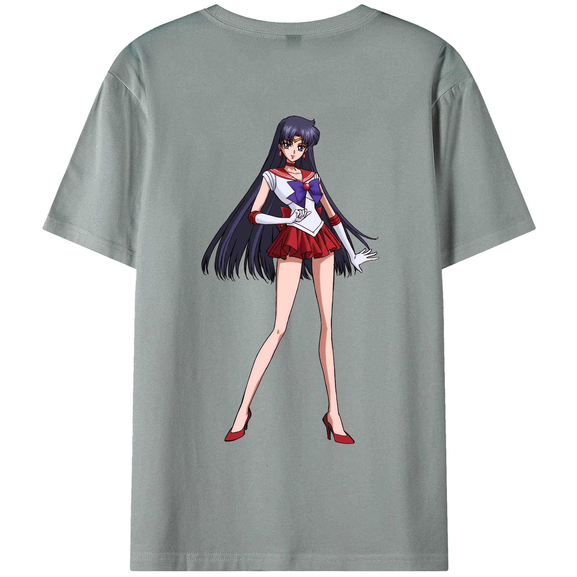（画像用） 美少女戦士セーラームーン 火野レイ ひの レイ Sailor Moon Hino Rei （セーラーマーズ,Sailor Mars） 綿100％ メンズ半袖Tシャツ（バックプリント） 通気性